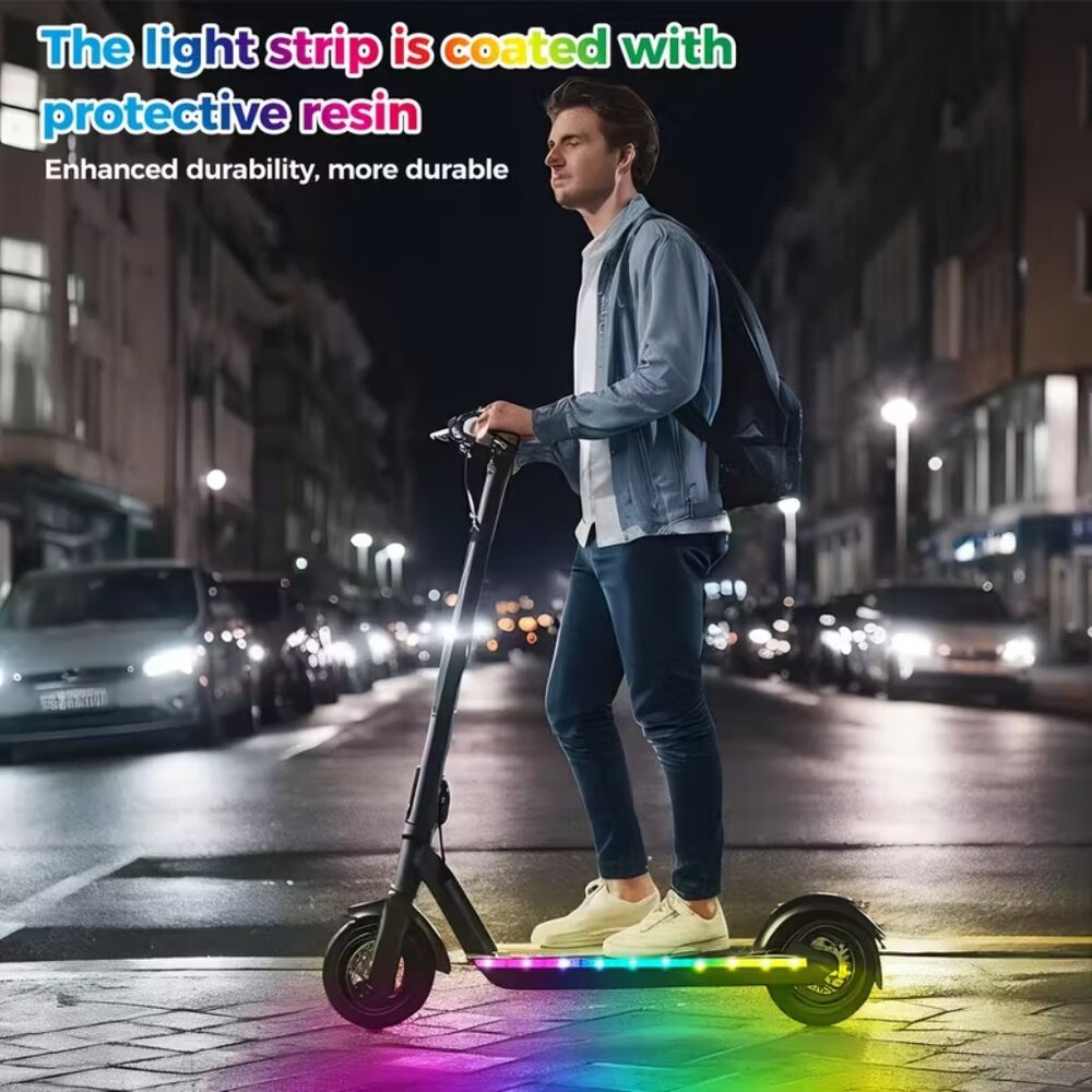 #616 2-Pack LED Light Strips for Bikes & Scooters - Multicolor & White, Button